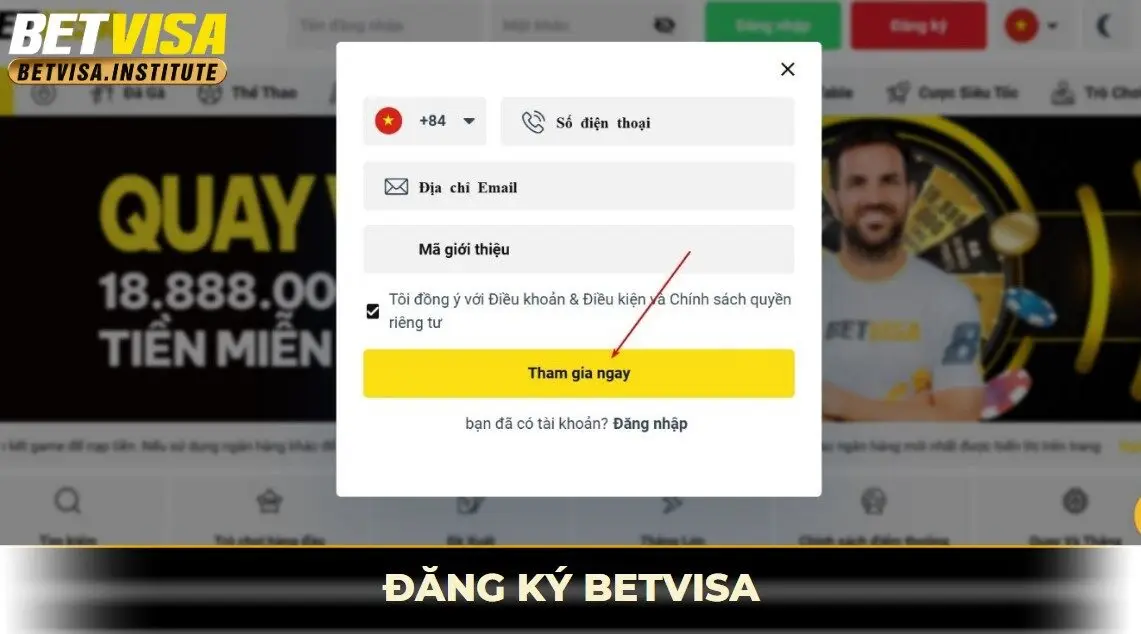 đăng ký betvisa bước 3