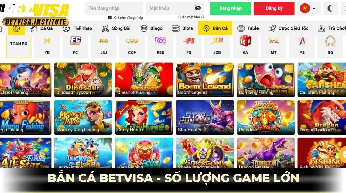 Bắn cá betvisa có số lượng game lớn